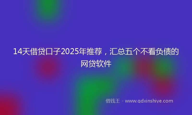 14天借贷口子2025年推荐，汇总五个不看负债的网贷软件