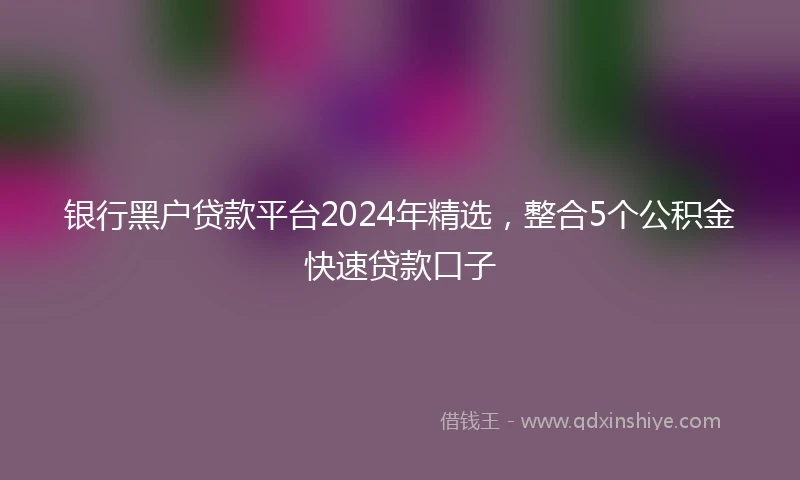 银行黑户贷款平台2024年精选，整合5个公积金快速贷款口子