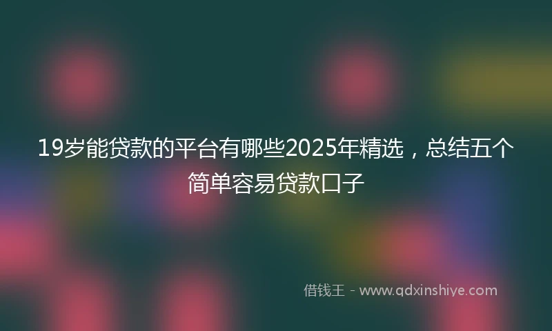 19岁能贷款的平台有哪些2025年精选，总结五个简单容易贷款口子