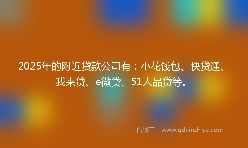 2025年的附近贷款公司有：小花钱包、快贷通、我来贷、e微贷、51人品贷等。