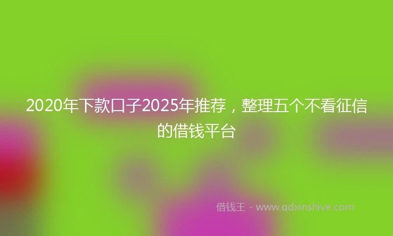 2020年下款口子2025年推荐，整理五个不看征信的借钱平台