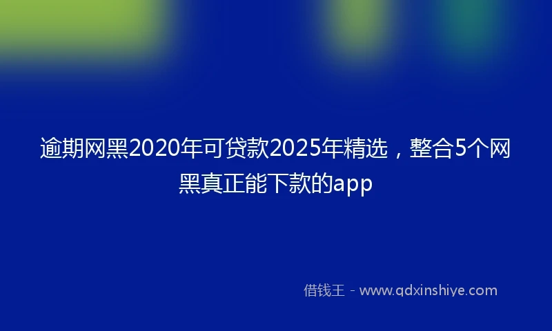 逾期网黑2020年可贷款2025年精选，整合5个网黑真正能下款的app