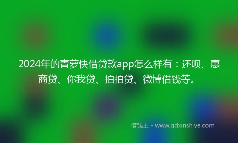 2024年的青萝快借贷款app怎么样有：还呗、惠商贷、你我贷、拍拍贷、微博借钱等。