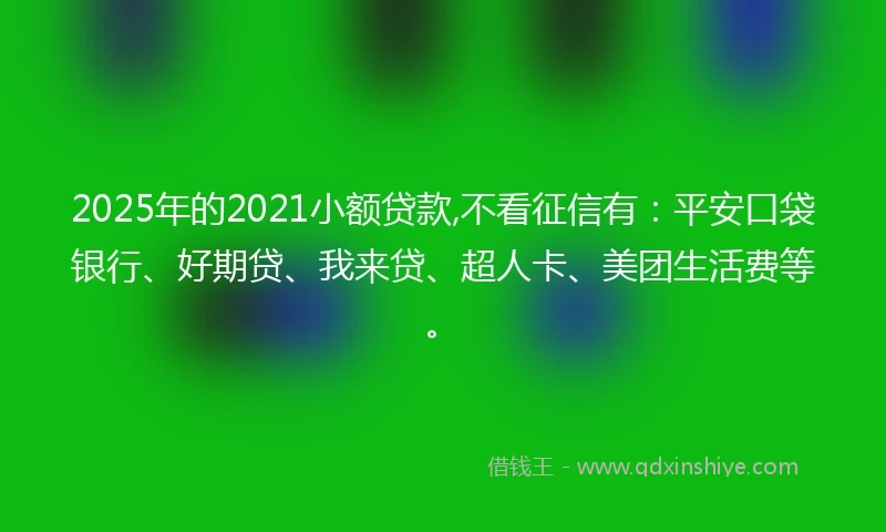 2025年的2021小额贷款,不看征信有：平安口袋银行、好期贷、我来贷、超人卡、美团生活费等。