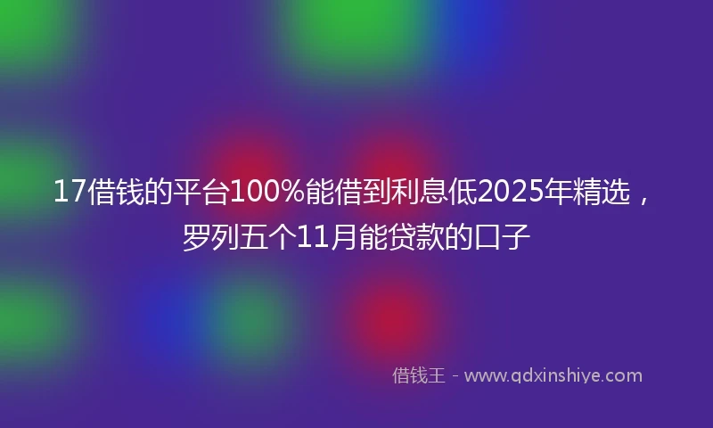 17借钱的平台100%能借到利息低2025年精选，罗列五个11月能贷款的口子