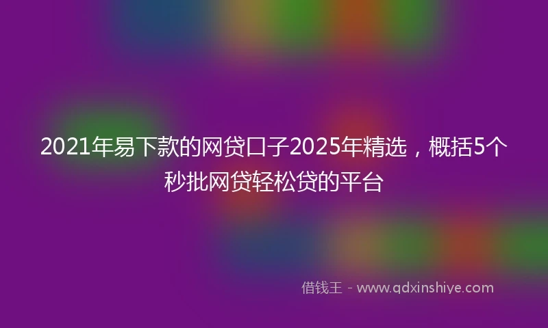 2021年易下款的网贷口子2025年精选，概括5个秒批网贷轻松贷的平台