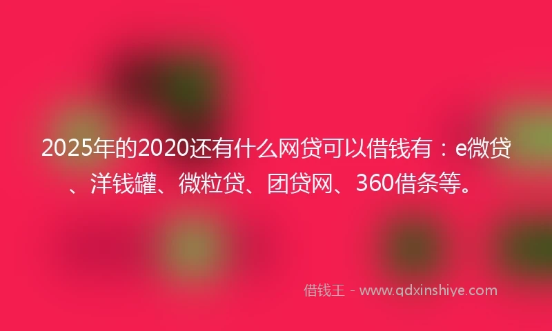 2025年的2020还有什么网贷可以借钱有：e微贷、洋钱罐、微粒贷、团贷网、360借条等。