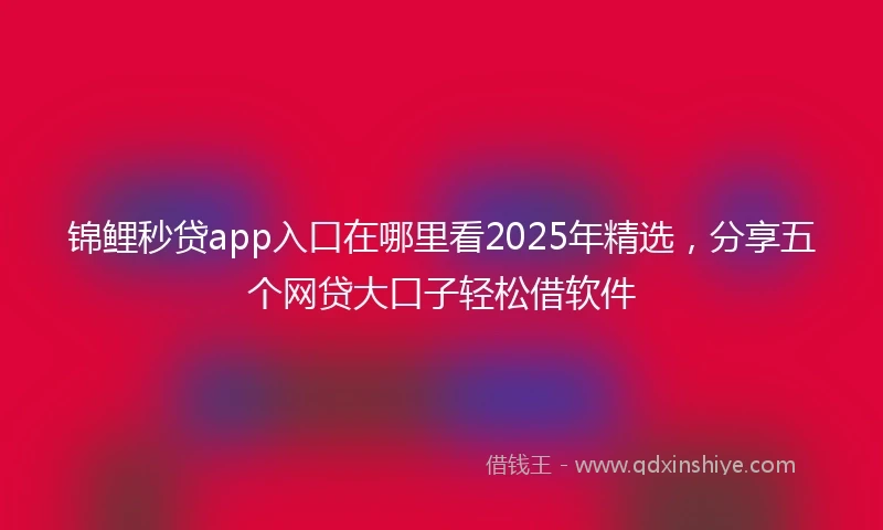 锦鲤秒贷app入口在哪里看2025年精选，分享五个网贷大口子轻松借软件