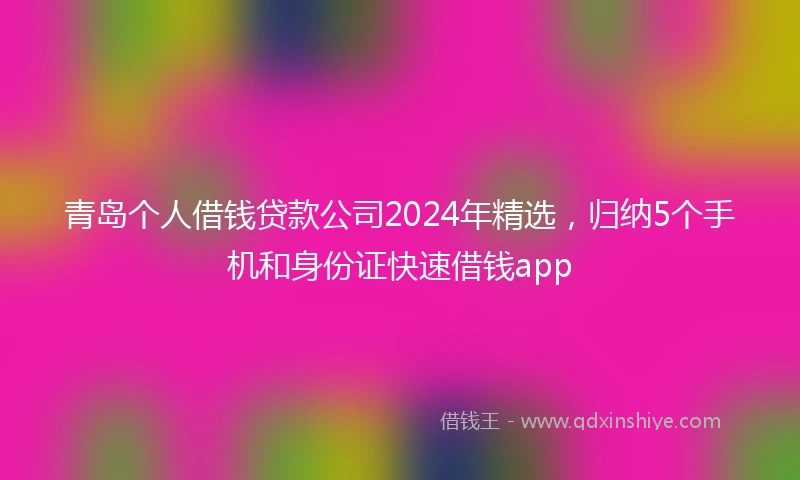 青岛个人借钱贷款公司2024年精选，归纳5个手机和身份证快速借钱app