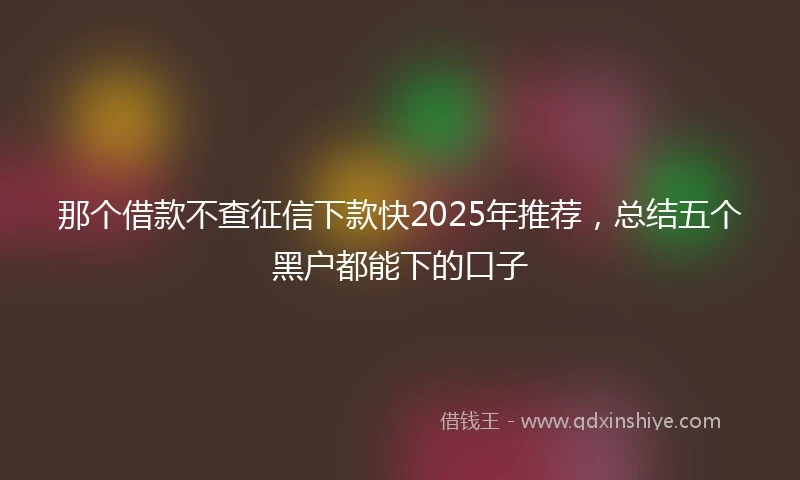 那个借款不查征信下款快2025年推荐，总结五个黑户都能下的口子