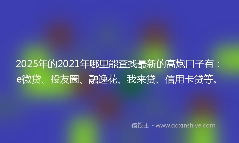 2025年的2021年哪里能查找最新的高炮口子有：e微贷、投友圈、融逸花、我来贷、信用卡贷等。