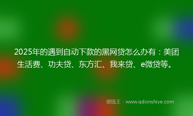 2025年的遇到自动下款的黑网贷怎么办有：美团生活费、功夫贷、东方汇、我来贷、e微贷等。