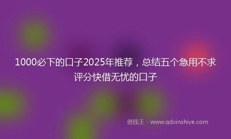1000必下的口子2025年推荐，总结五个急用不求评分快借无忧的口子