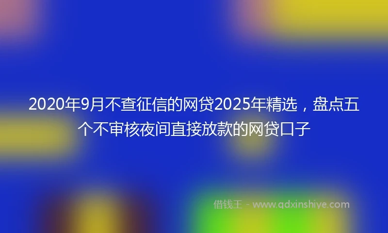 2020年9月不查征信的网贷2025年精选，盘点五个不审核夜间直接放款的网贷口子