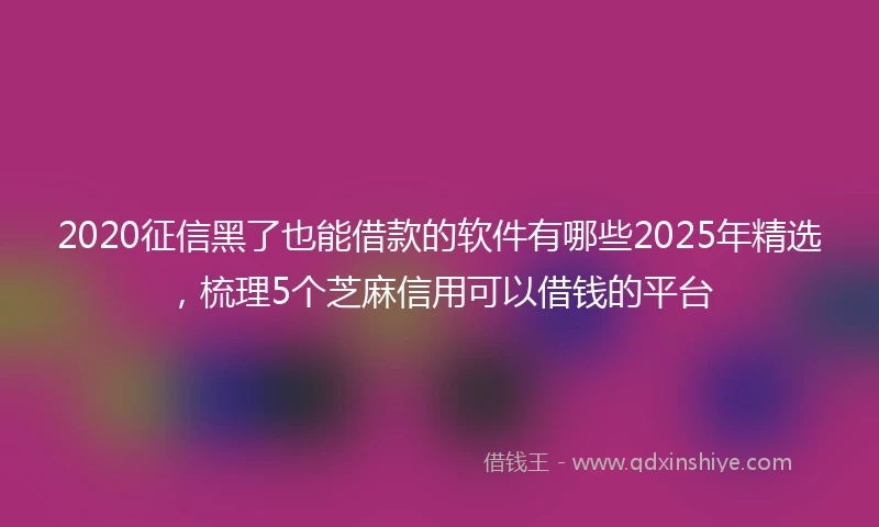 2020征信黑了也能借款的软件有哪些2025年精选，梳理5个芝麻信用可以借钱的平台