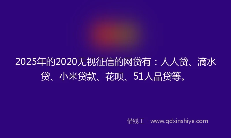 2025年的2020无视征信的网贷有：人人贷、滴水贷、小米贷款、花呗、51人品贷等。