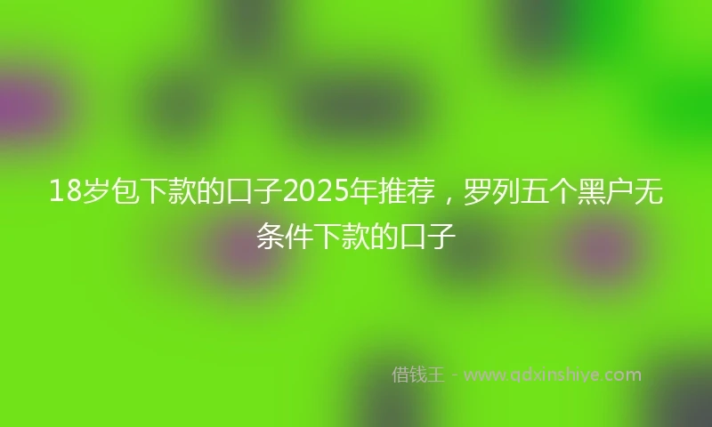 18岁包下款的口子2025年推荐，罗列五个黑户无条件下款的口子
