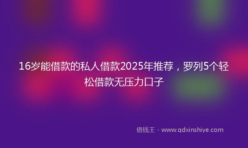 16岁能借款的私人借款2025年推荐，罗列5个轻松借款无压力口子