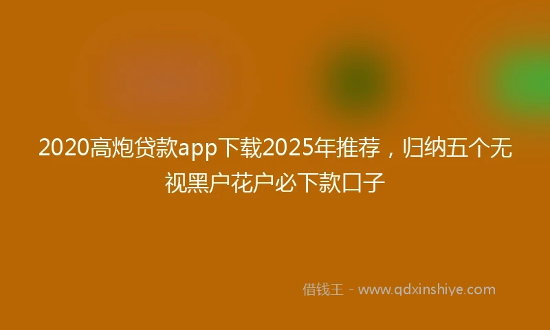 2020高炮贷款app下载2025年推荐，归纳五个无视黑户花户必下款口子