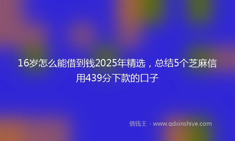 16岁怎么能借到钱2025年精选，总结5个芝麻信用439分下款的口子