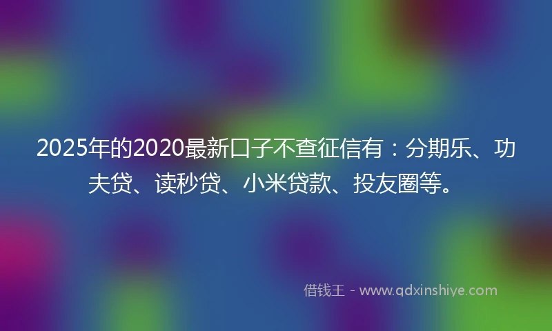 2025年的2020最新口子不查征信有：分期乐、功夫贷、读秒贷、小米贷款、投友圈等。