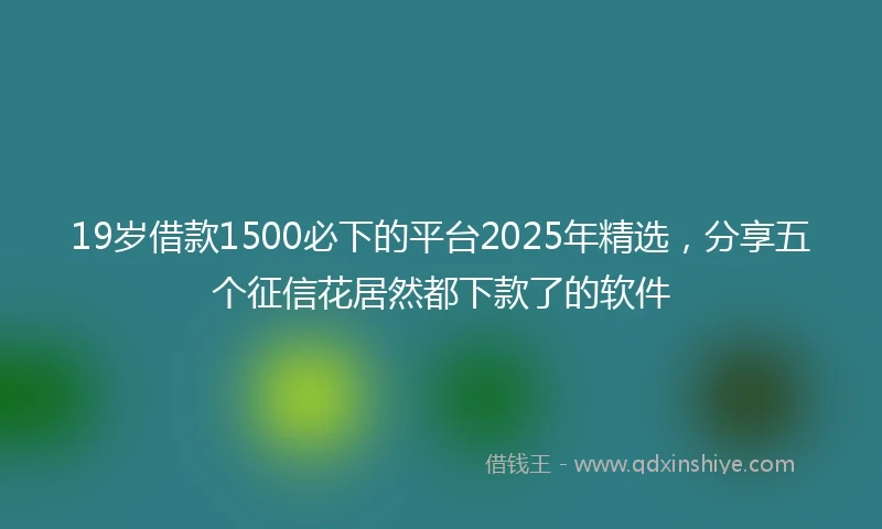 19岁借款1500必下的平台2025年精选，分享五个征信花居然都下款了的软件