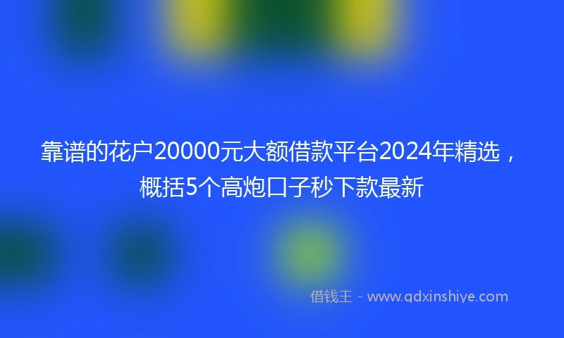 靠谱的花户20000元大额借款平台2024年精选，概括5个高炮口子秒下款最新
