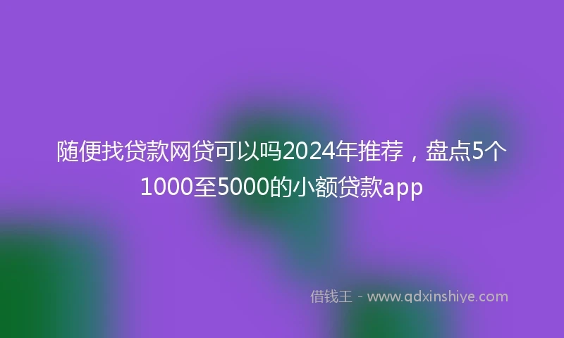 随便找贷款网贷可以吗2024年推荐，盘点5个1000至5000的小额贷款app
