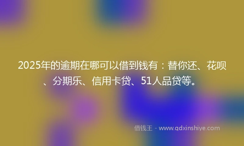 2025年的逾期在哪可以借到钱有：替你还、花呗、分期乐、信用卡贷、51人品贷等。