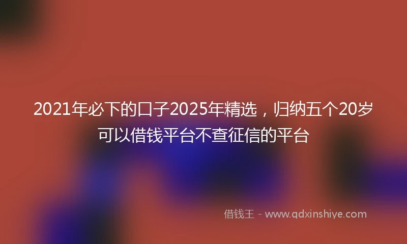 2021年必下的口子2025年精选，归纳五个20岁可以借钱平台不查征信的平台
