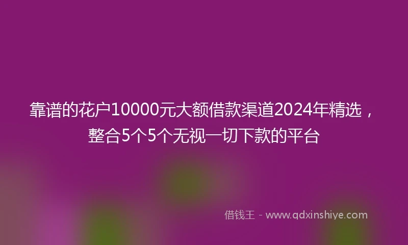 靠谱的花户10000元大额借款渠道2024年精选，整合5个5个无视一切下款的平台