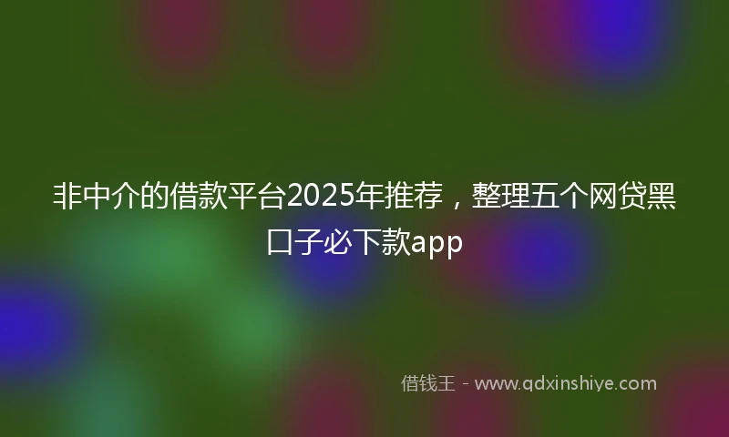 非中介的借款平台2025年推荐，整理五个网贷黑口子必下款app