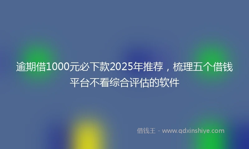 逾期借1000元必下款2025年推荐，梳理五个借钱平台不看综合评估的软件