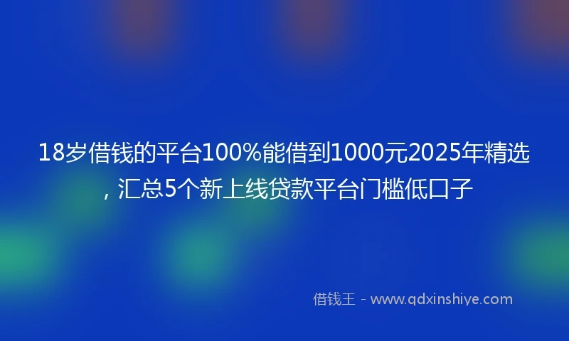 18岁借钱的平台100%能借到1000元2025年精选，汇总5个新上线贷款平台门槛低口子