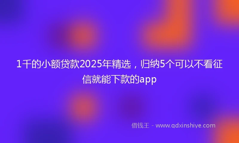 1千的小额贷款2025年精选，归纳5个可以不看征信就能下款的app