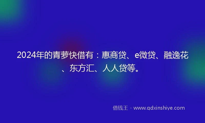 2024年的青萝快借有：惠商贷、e微贷、融逸花、东方汇、人人贷等。