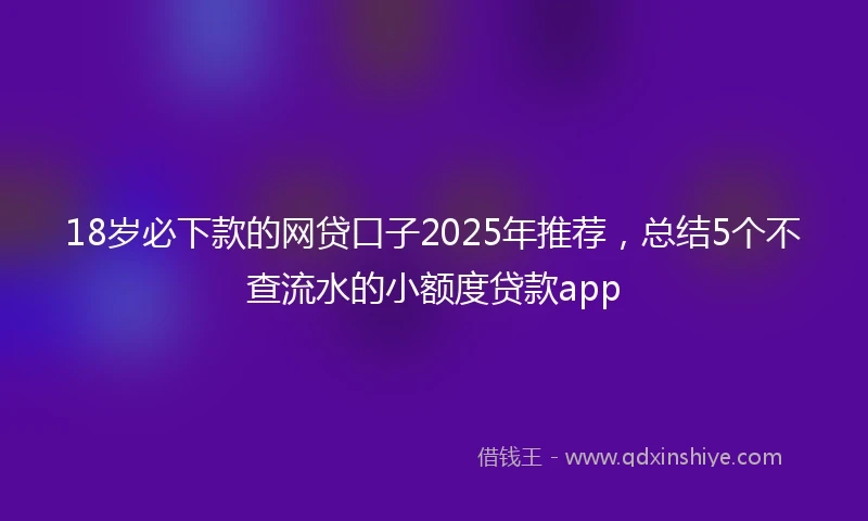 18岁必下款的网贷口子2025年推荐，总结5个不查流水的小额度贷款app