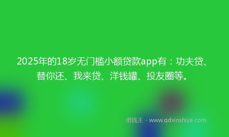 2025年的18岁无门槛小额贷款app有：功夫贷、替你还、我来贷、洋钱罐、投友圈等。