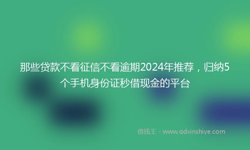 那些贷款不看征信不看逾期2024年推荐，归纳5个手机身份证秒借现金的平台