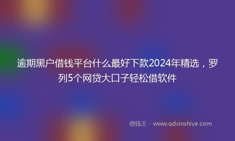 逾期黑户借钱平台什么最好下款2024年精选，罗列5个网贷大口子轻松借软件