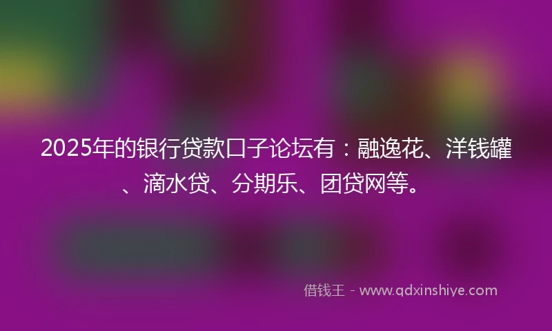 2025年的银行贷款口子论坛有：融逸花、洋钱罐、滴水贷、分期乐、团贷网等。