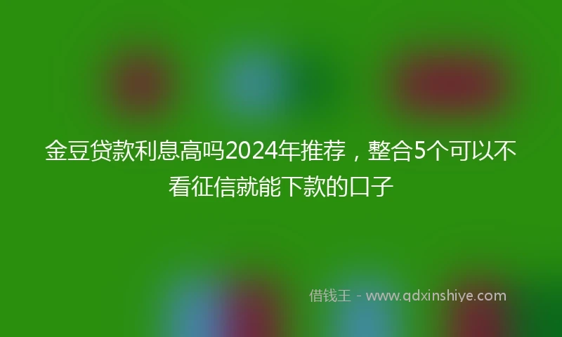 金豆贷款利息高吗2024年推荐，整合5个可以不看征信就能下款的口子