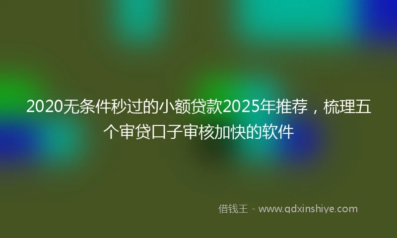 2020无条件秒过的小额贷款2025年推荐，梳理五个审贷口子审核加快的软件