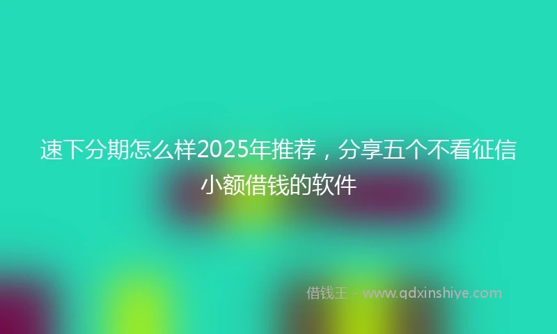速下分期怎么样2025年推荐，分享五个不看征信小额借钱的软件