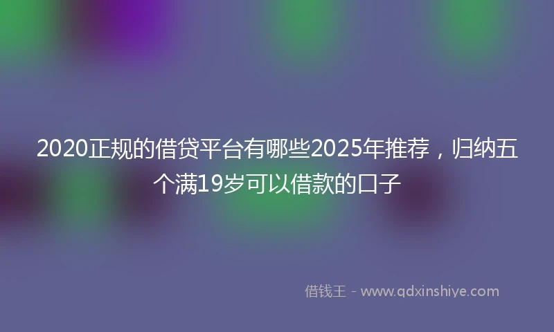 2020正规的借贷平台有哪些2025年推荐，归纳五个满19岁可以借款的口子