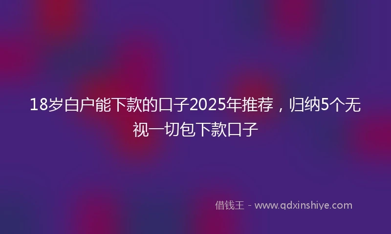 18岁白户能下款的口子2025年推荐，归纳5个无视一切包下款口子