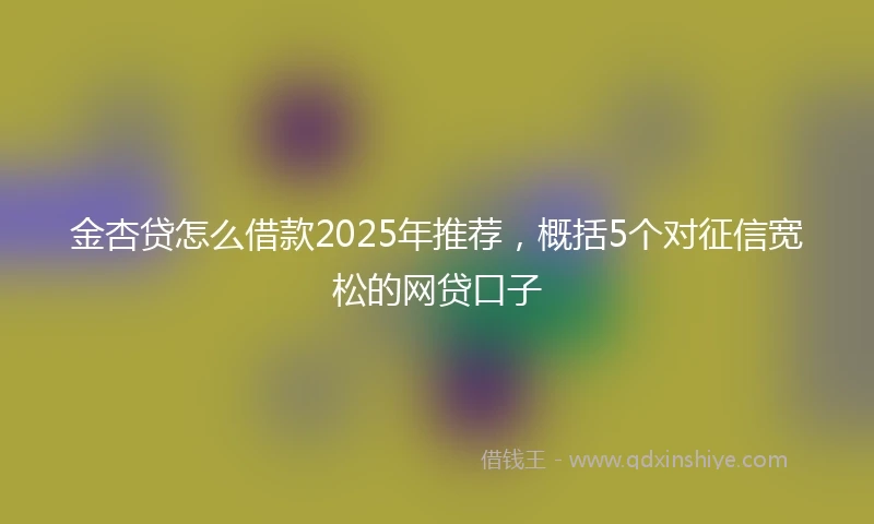 金杏贷怎么借款2025年推荐，概括5个对征信宽松的网贷口子