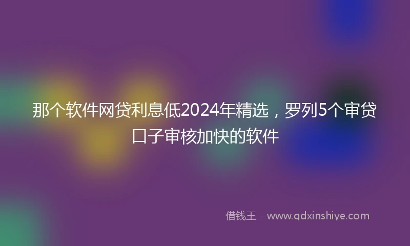 那个软件网贷利息低2024年精选，罗列5个审贷口子审核加快的软件