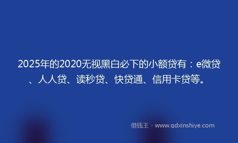 2025年的2020无视黑白必下的小额贷有：e微贷、人人贷、读秒贷、快贷通、信用卡贷等。