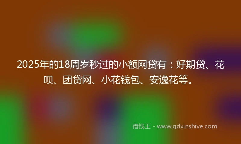 2025年的18周岁秒过的小额网贷有：好期贷、花呗、团贷网、小花钱包、安逸花等。